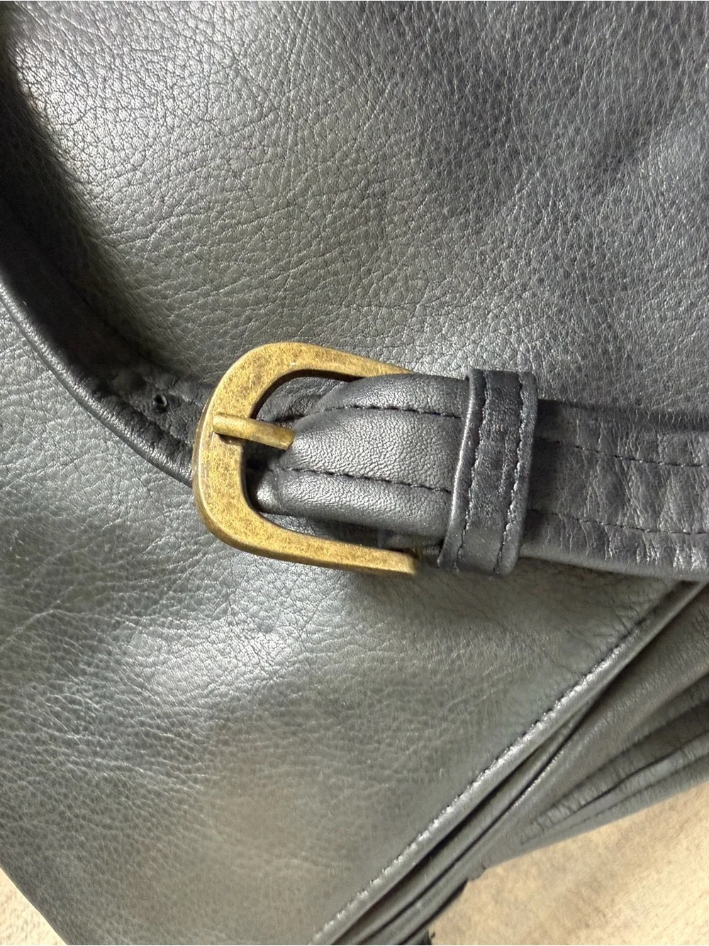 Tignanello Black Leather Messenger Crossbody Bag